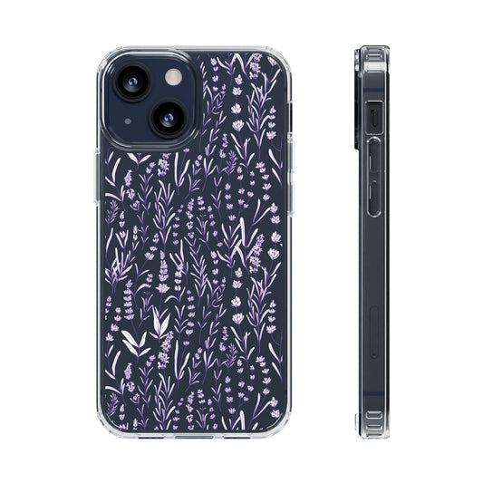 Purple Flower Pattern Clear Case