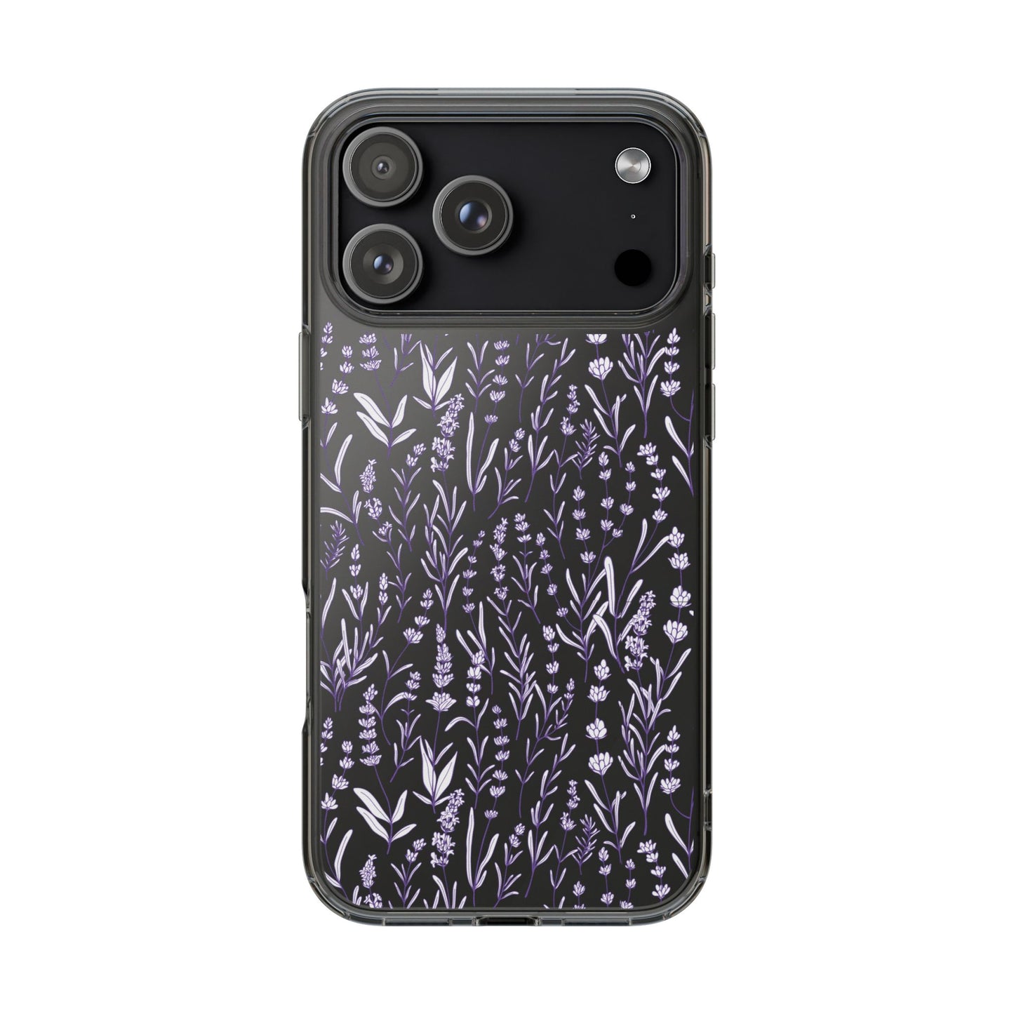 Purple Flower Pattern Clear Case
