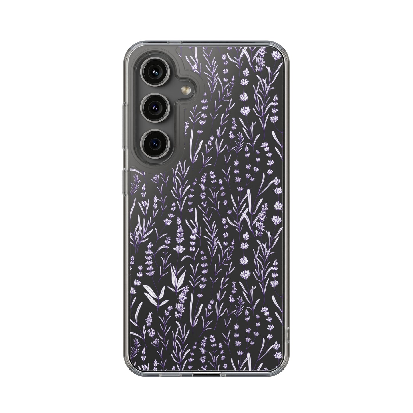 Purple Flower Pattern Clear Case