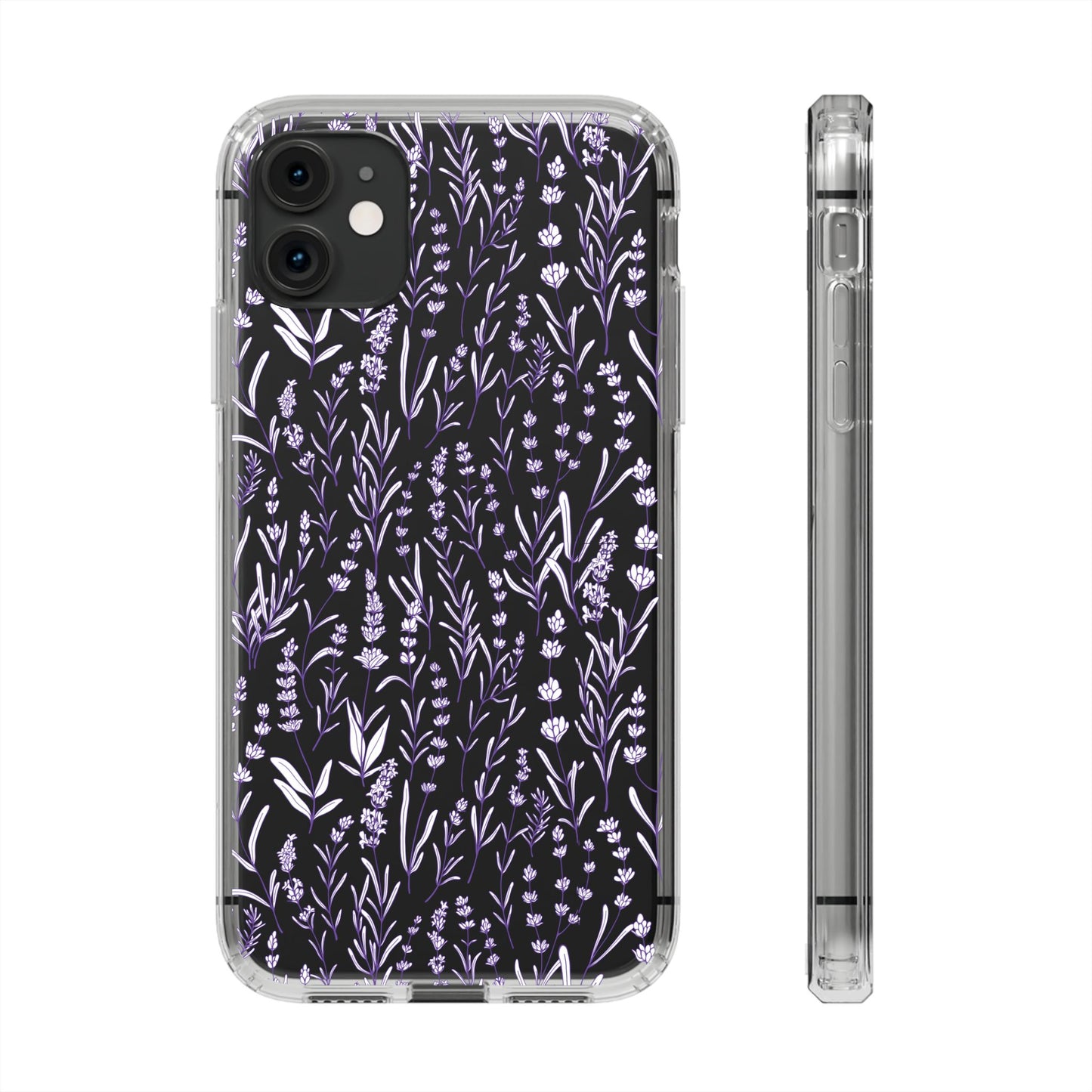 Purple Flower Pattern Clear Case