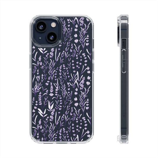 Purple Flower Pattern Clear Case
