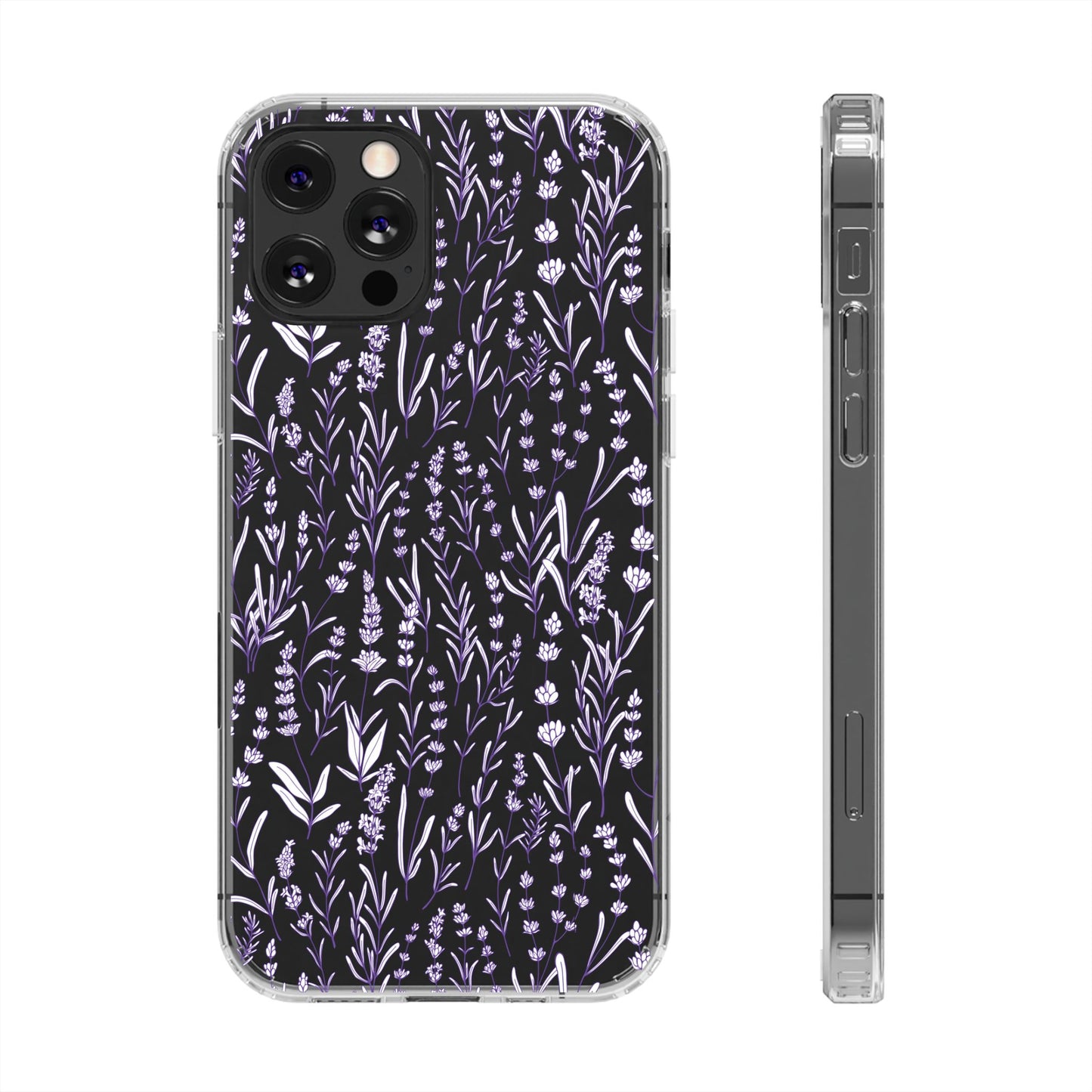 Purple Flower Pattern Clear Case