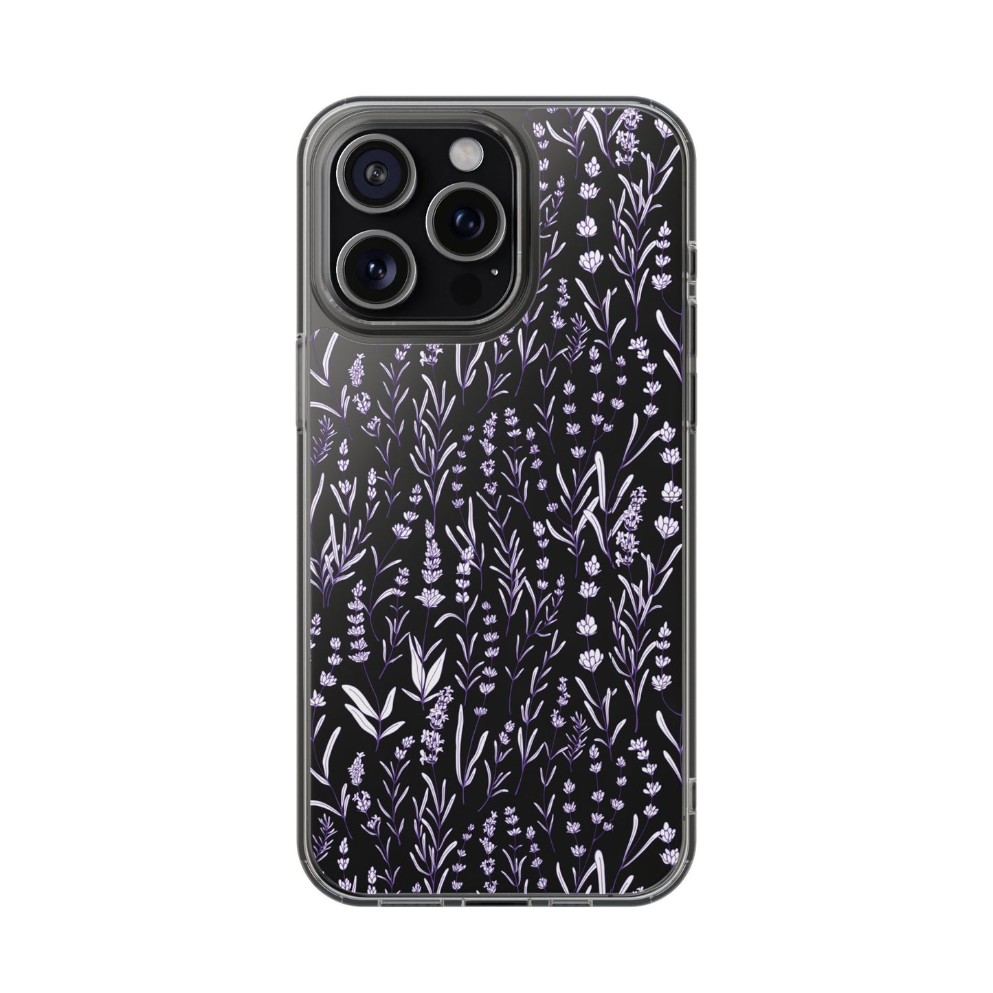 Purple Flower Pattern Clear Case