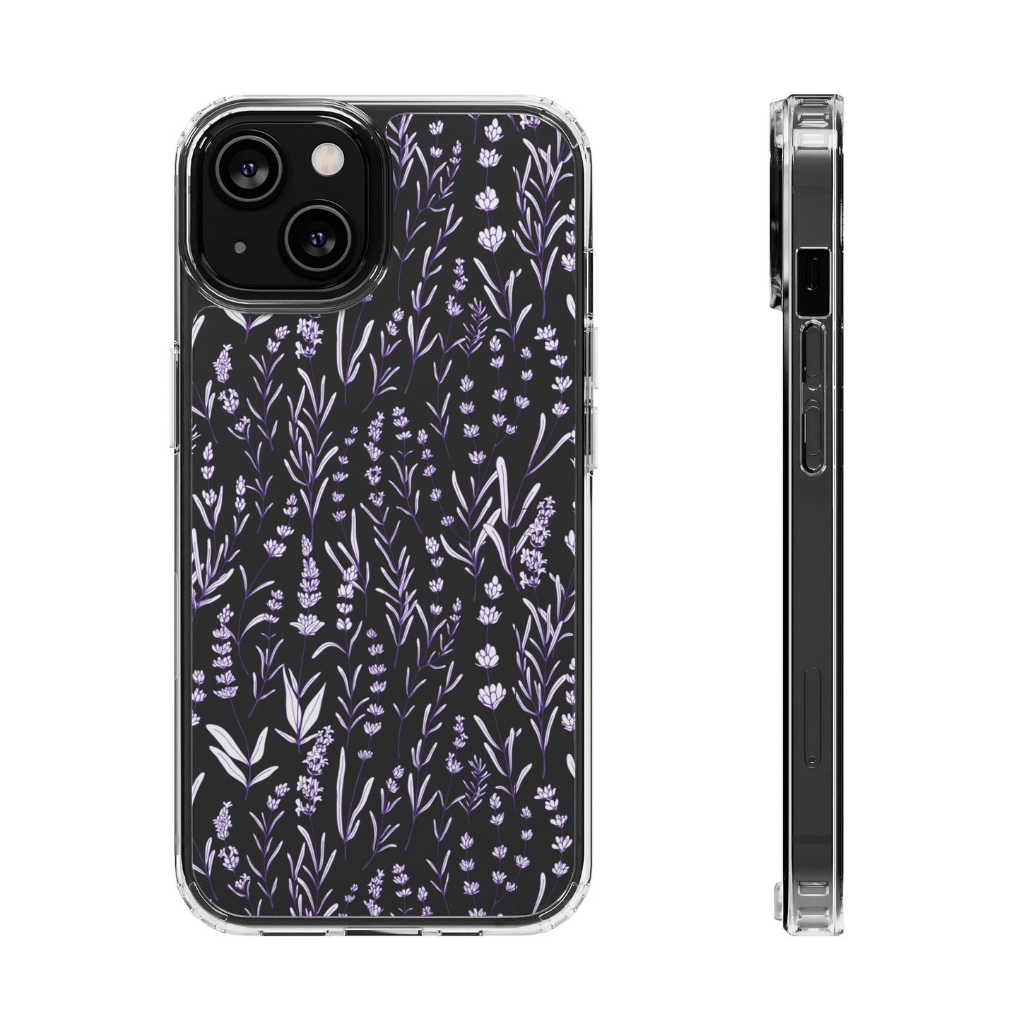 Purple Flower Pattern Clear Case