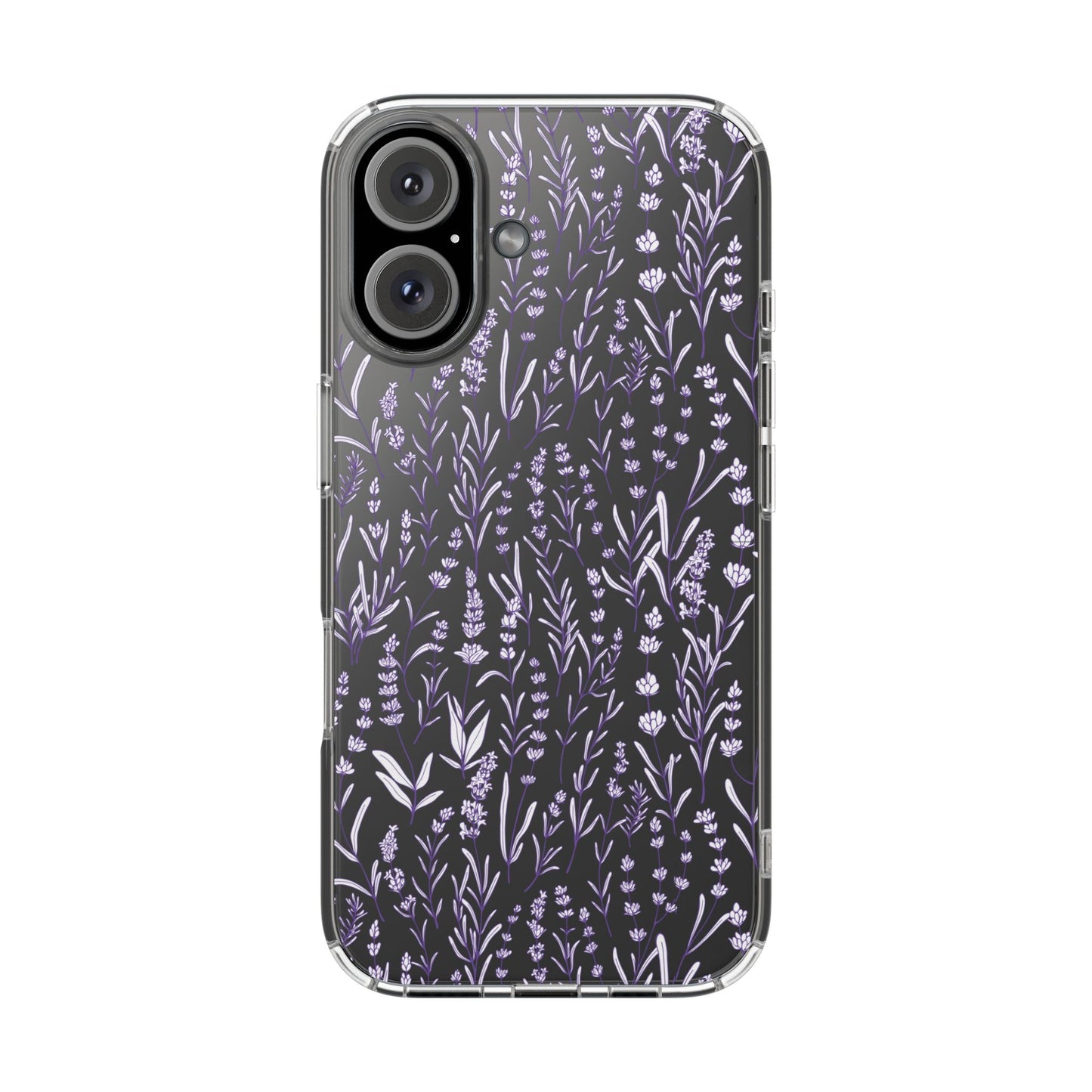 Purple Flower Pattern Clear Case