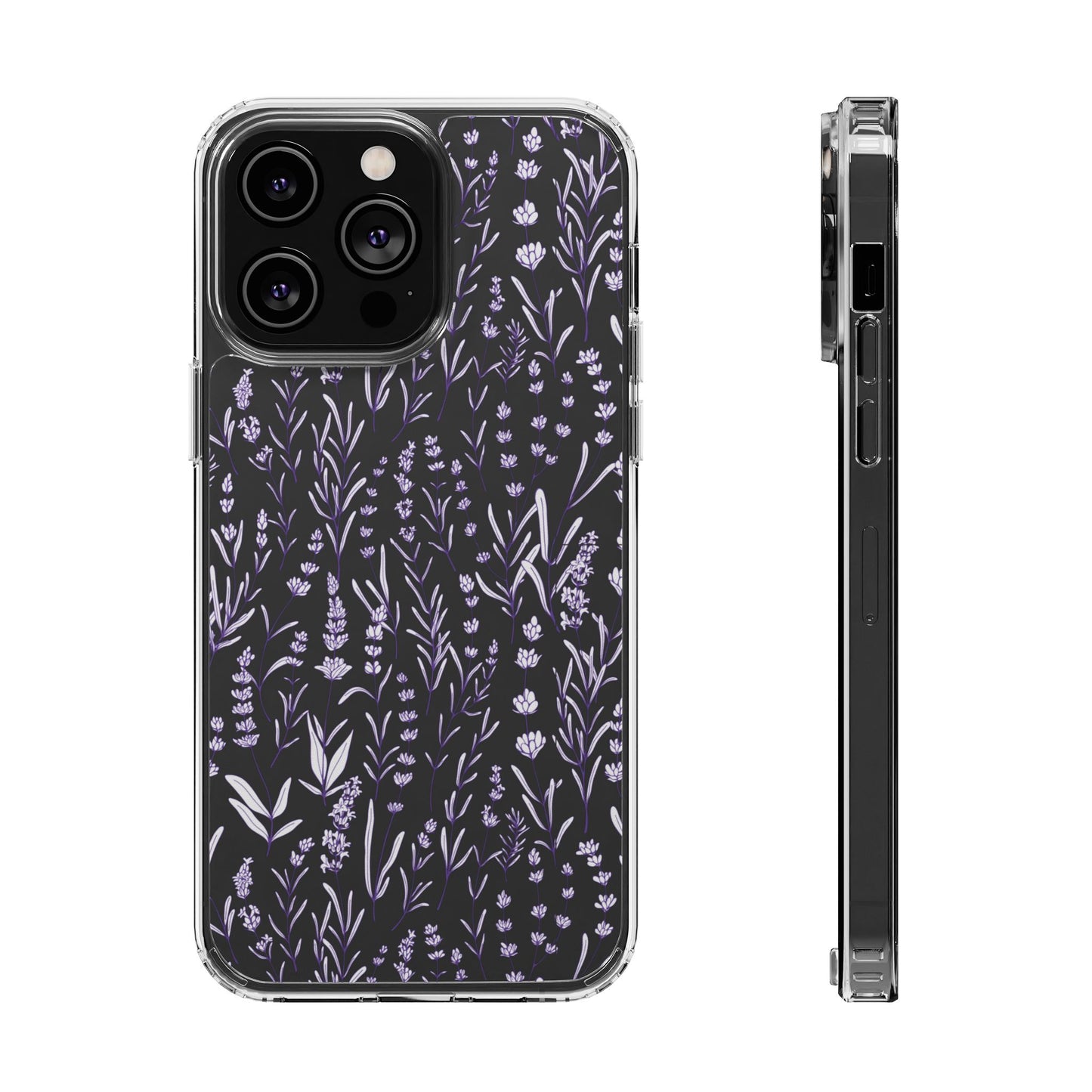 Purple Flower Pattern Clear Case
