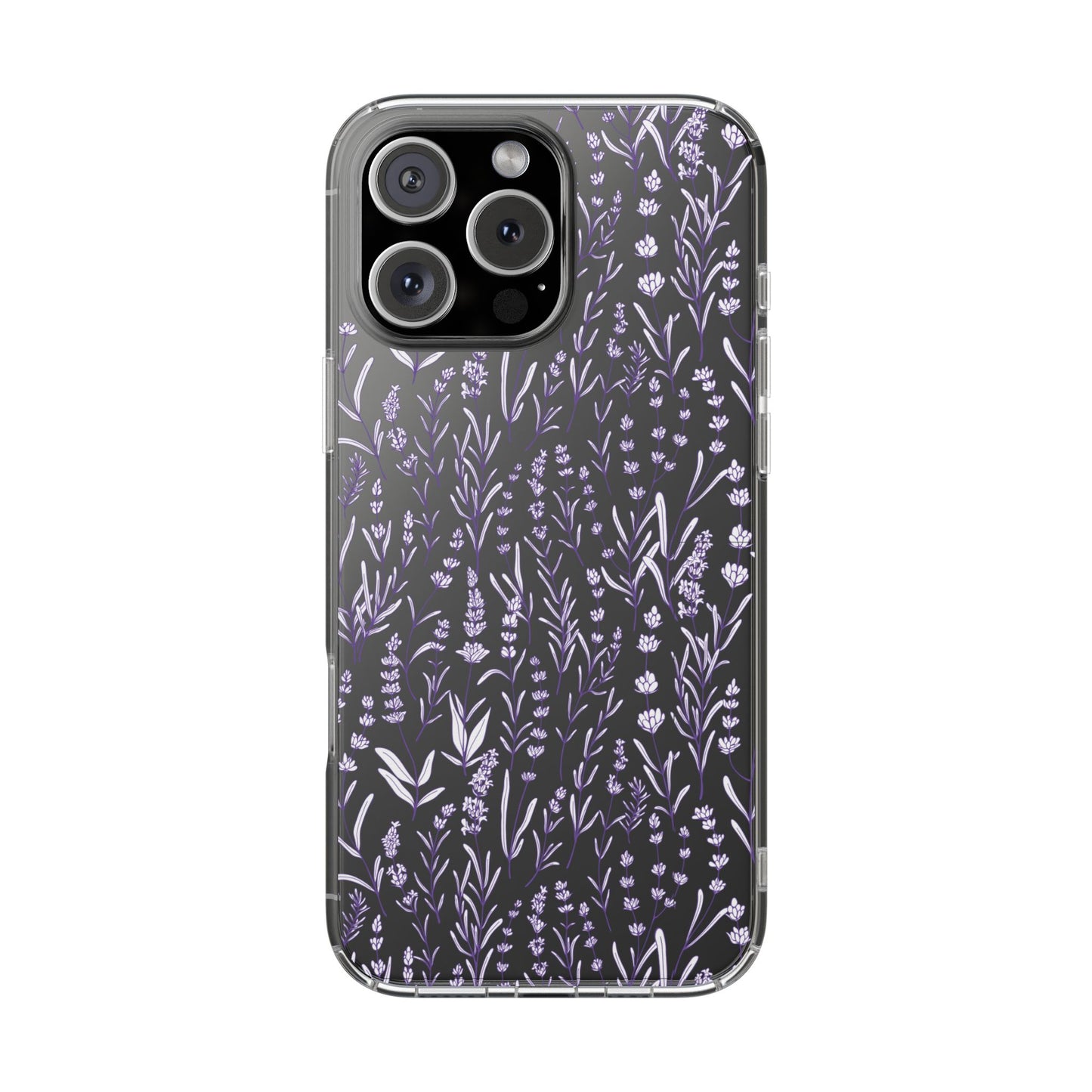 Purple Flower Pattern Clear Case