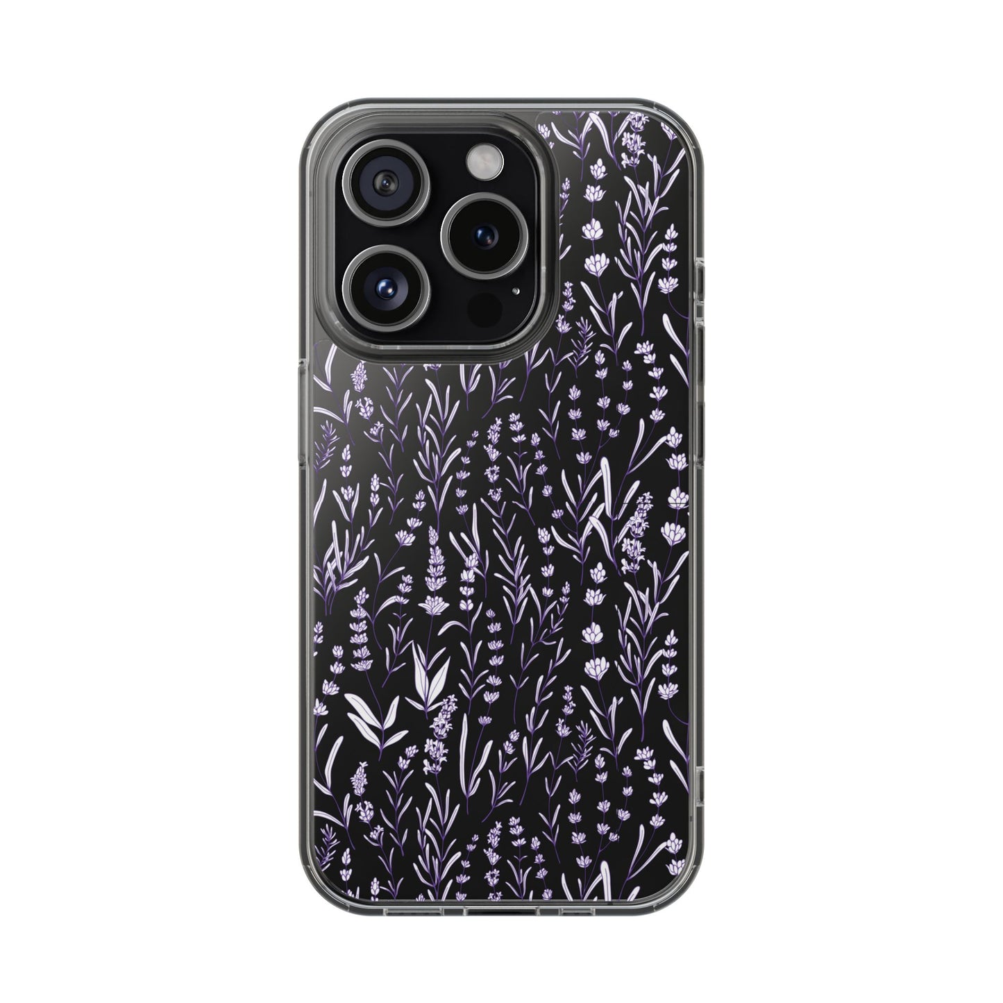Purple Flower Pattern Clear Case