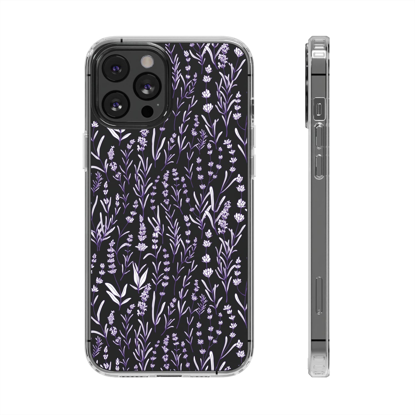 Purple Flower Pattern Clear Case