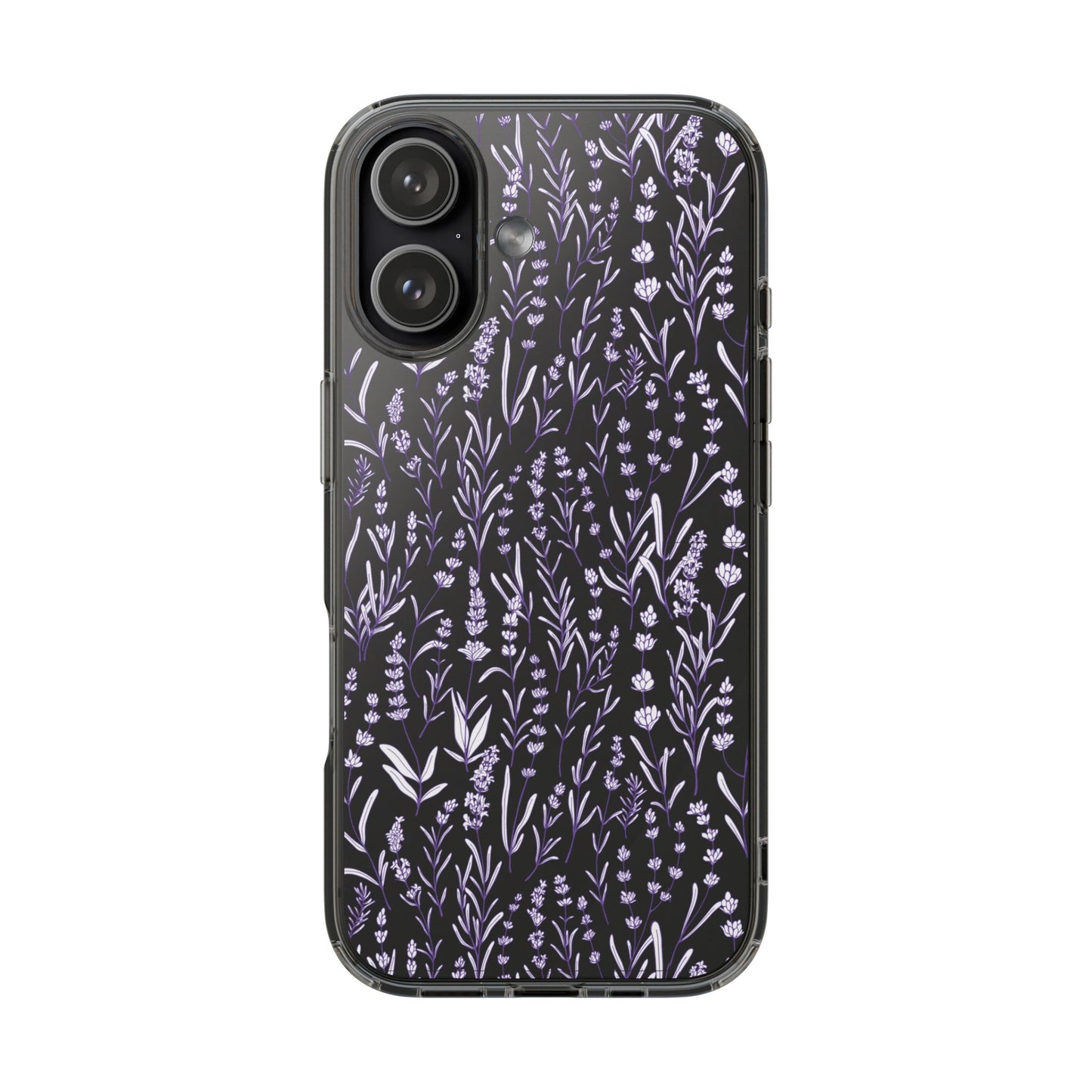 Purple Flower Pattern Clear Case