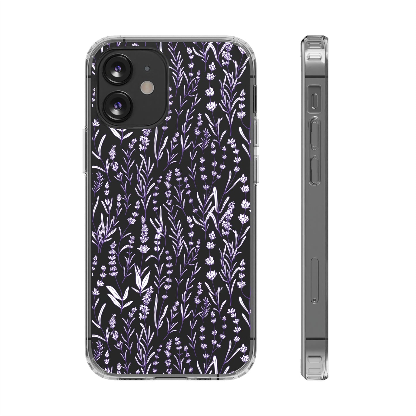 Purple Flower Pattern Clear Case