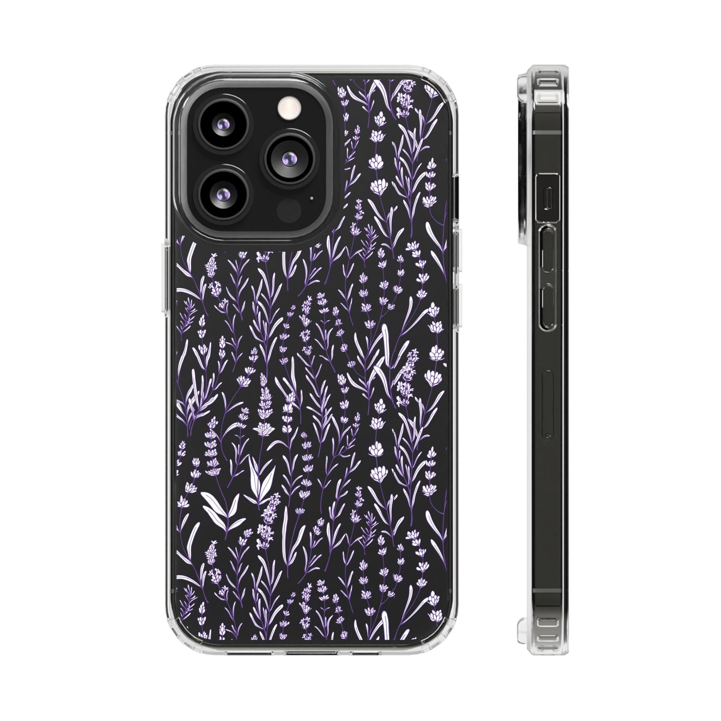 Purple Flower Pattern Clear Case