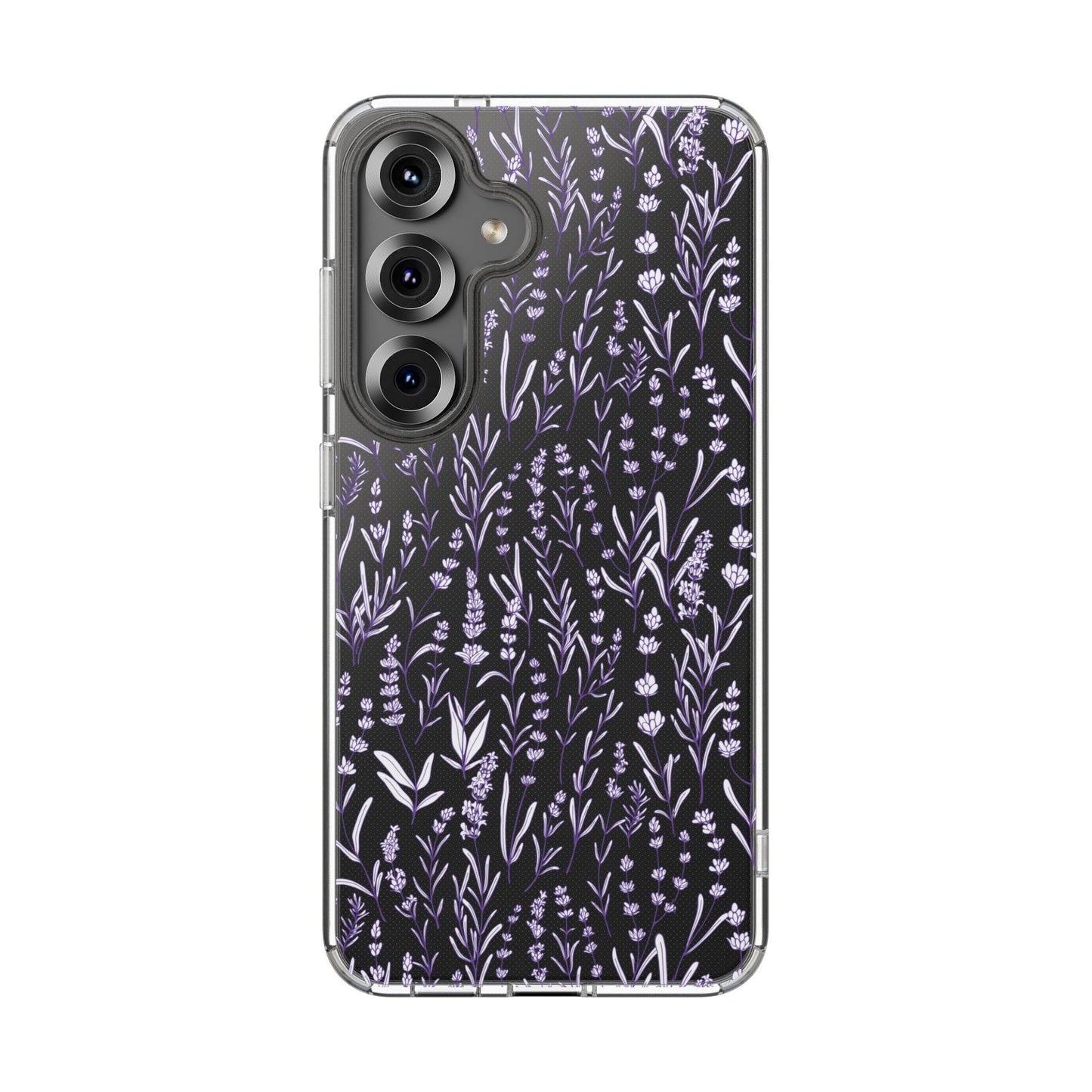 Purple Flower Pattern Clear Case