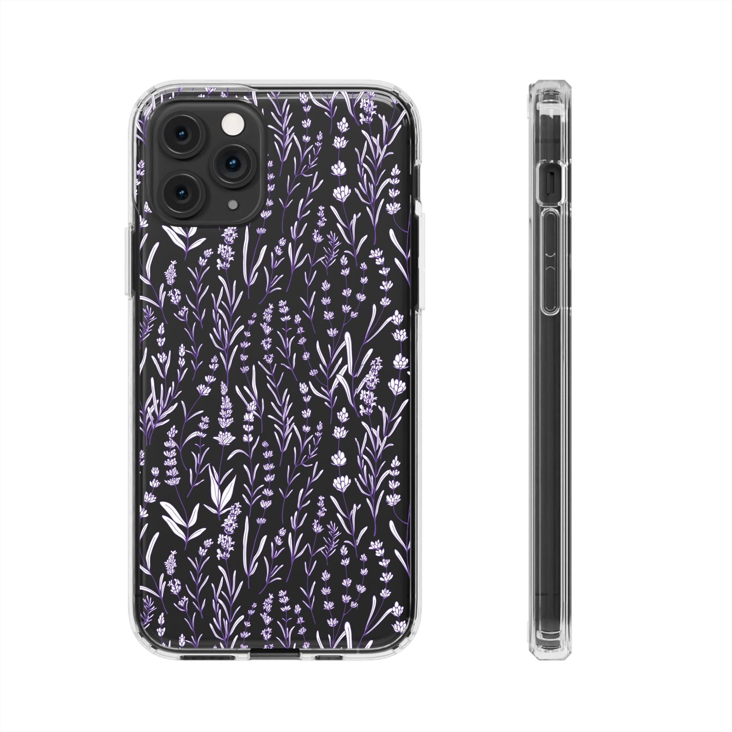 Purple Flower Pattern Clear Case