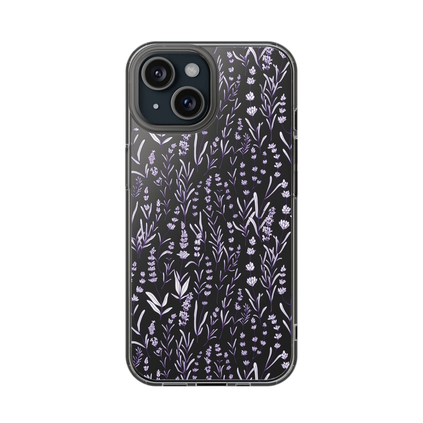 Purple Flower Pattern Clear Case