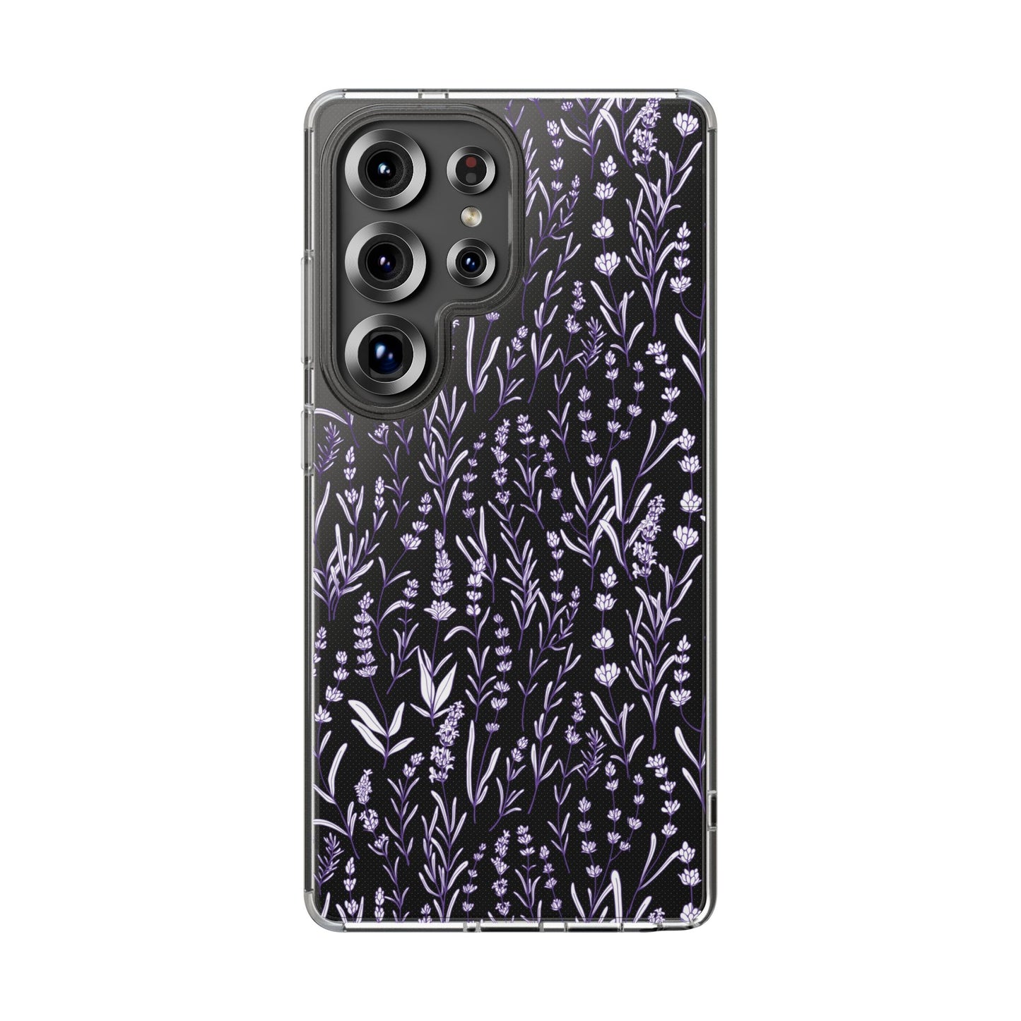 Purple Flower Pattern Clear Case