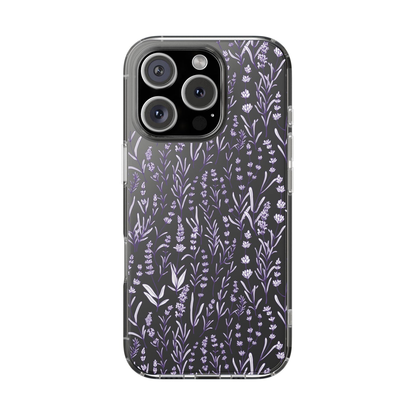 Purple Flower Pattern Clear Case