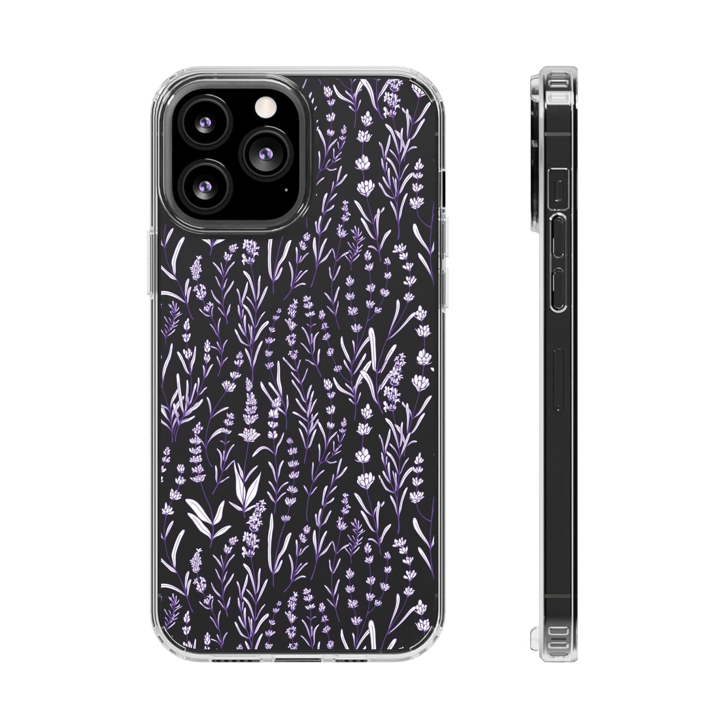 Purple Flower Pattern Clear Case