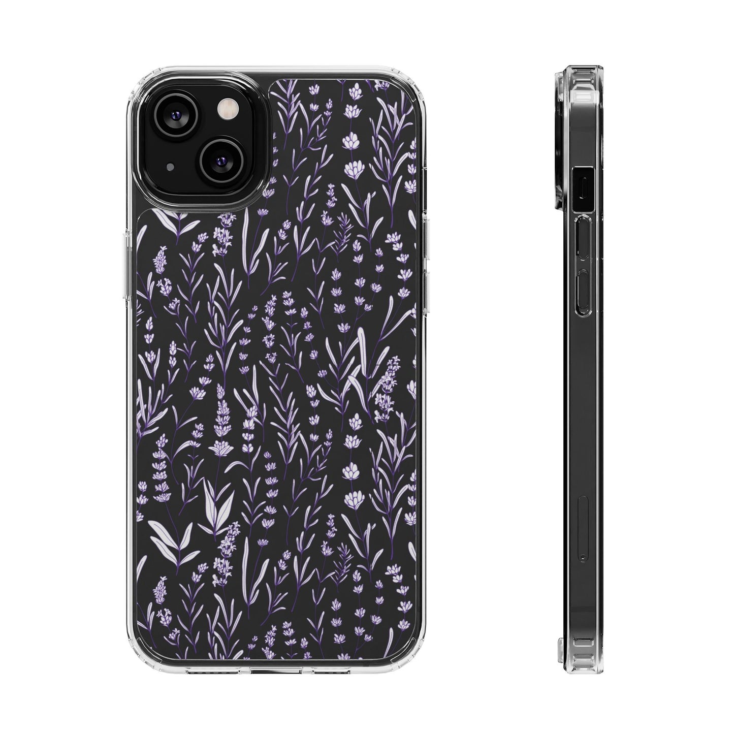 Purple Flower Pattern Clear Case