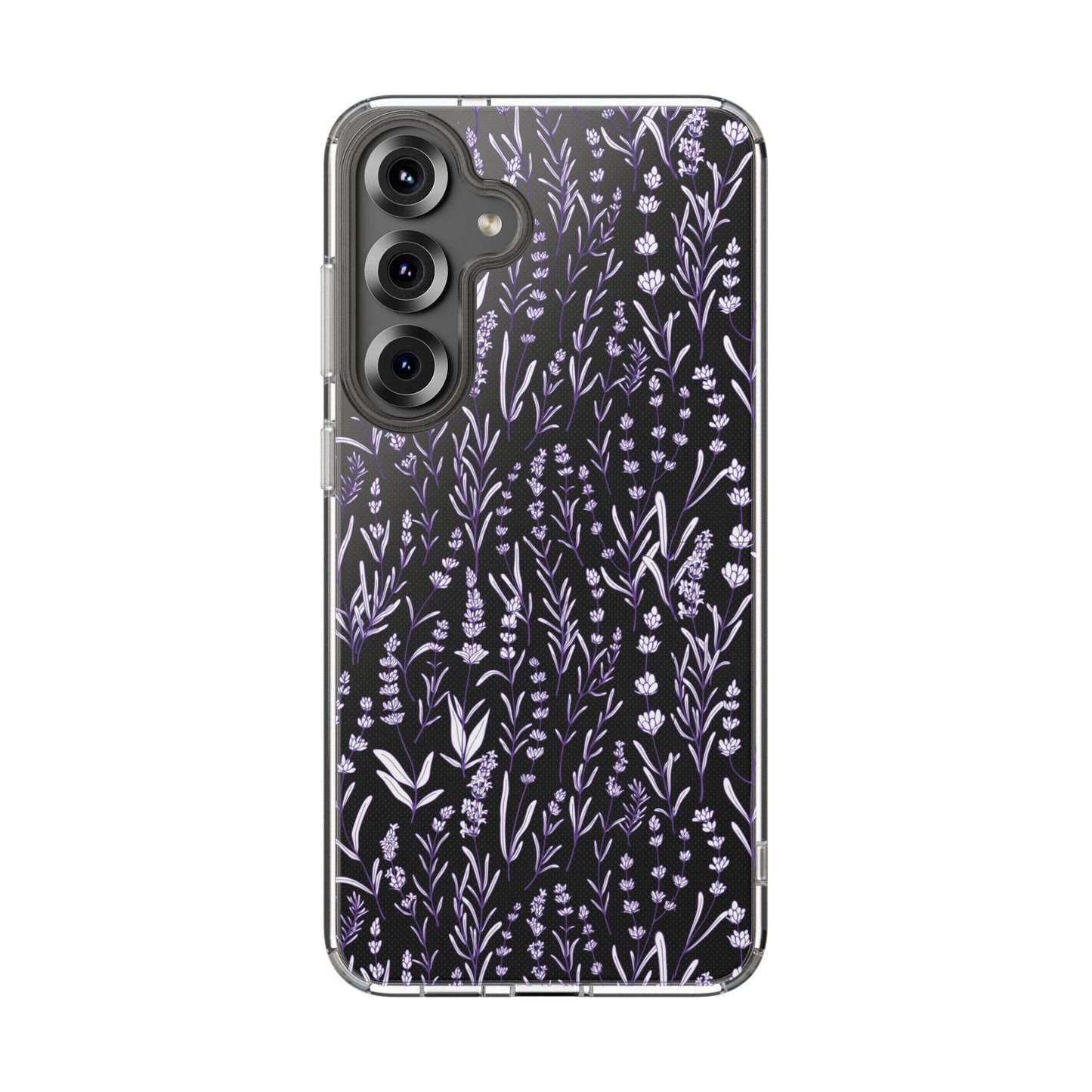 Purple Flower Pattern Clear Case