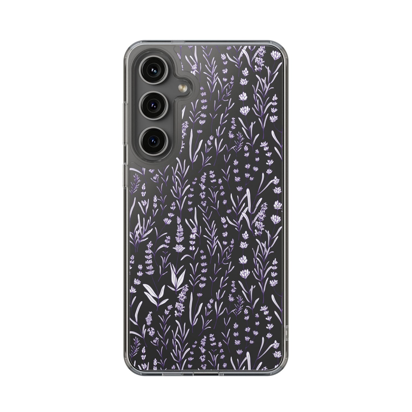 Purple Flower Pattern Clear Case