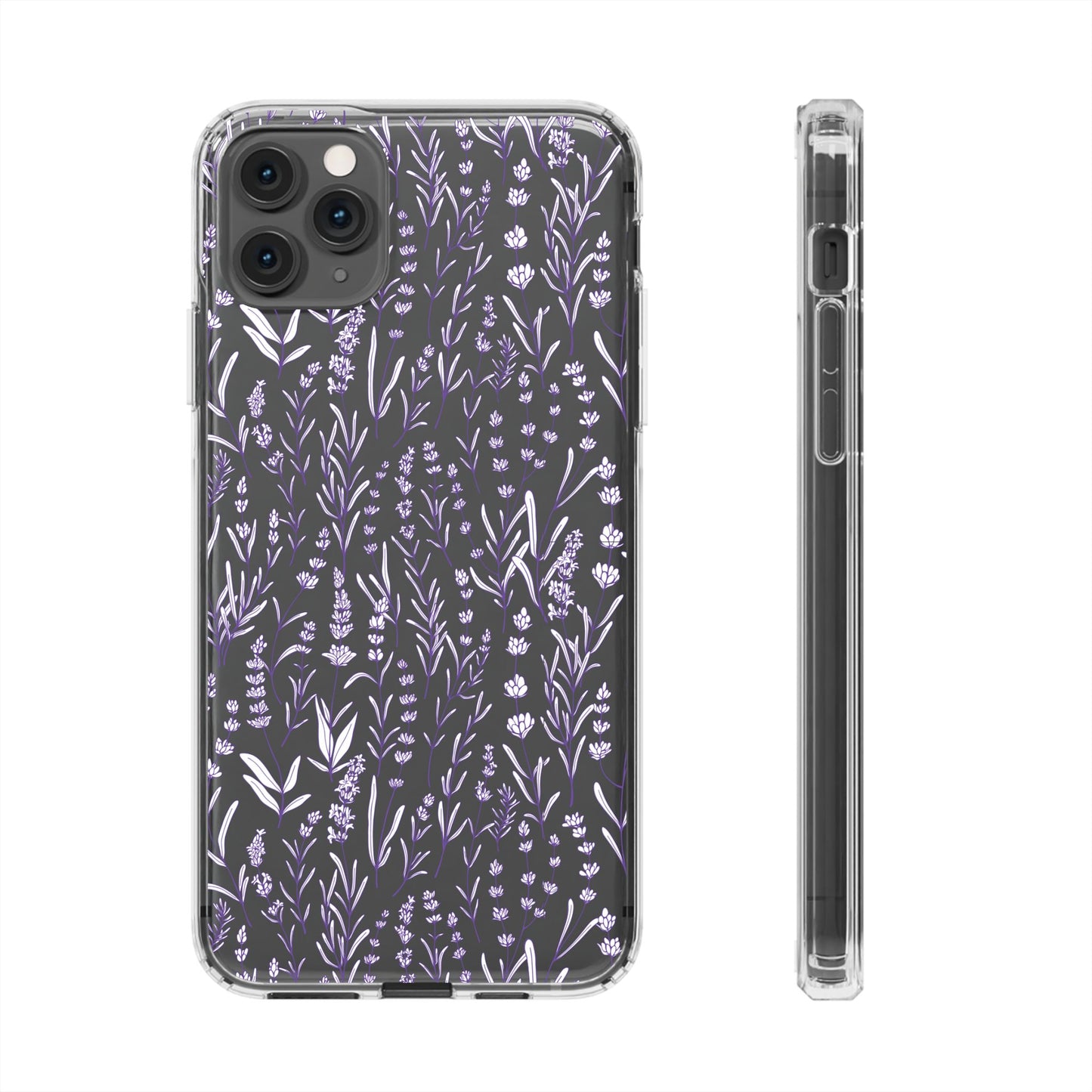 Purple Flower Pattern Clear Case
